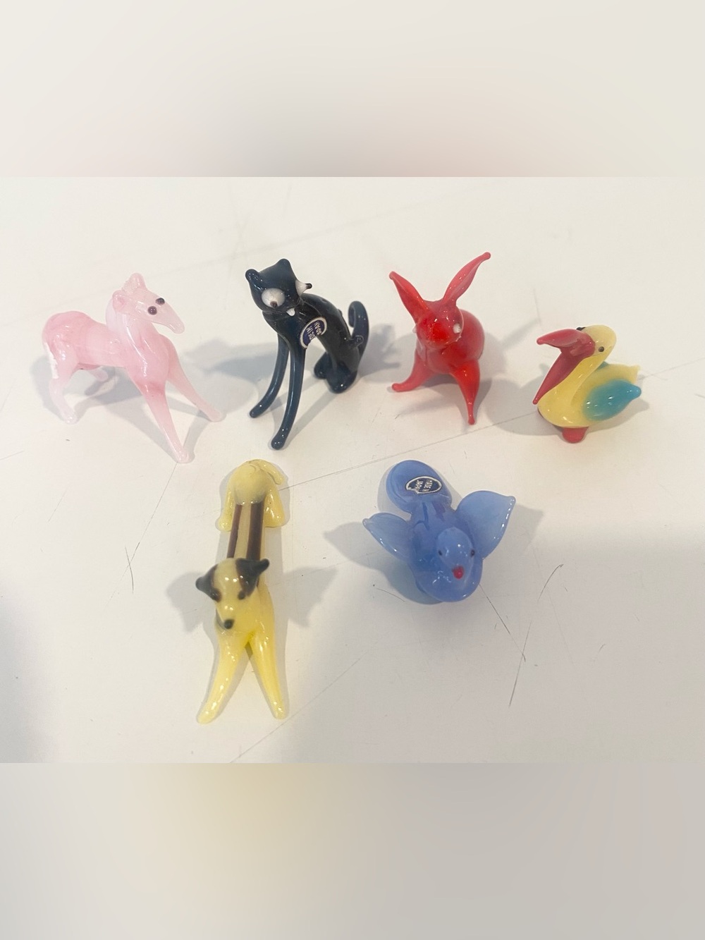 Vintage Made in Japan Miniature Glass Animal Figurines Lot of 6 Hand Blown MIJ